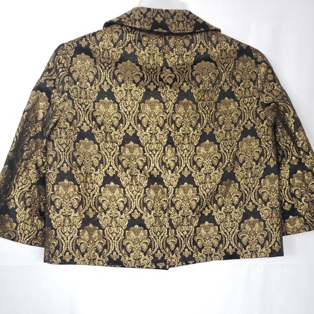 Micheal Kors Gold Brocade Cropped Jacket Size P - Picture 5 of 8